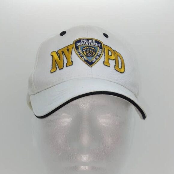 No Name Other - NYPD White Embroidered Cap - sz. Velcr@ Adjustable Strap